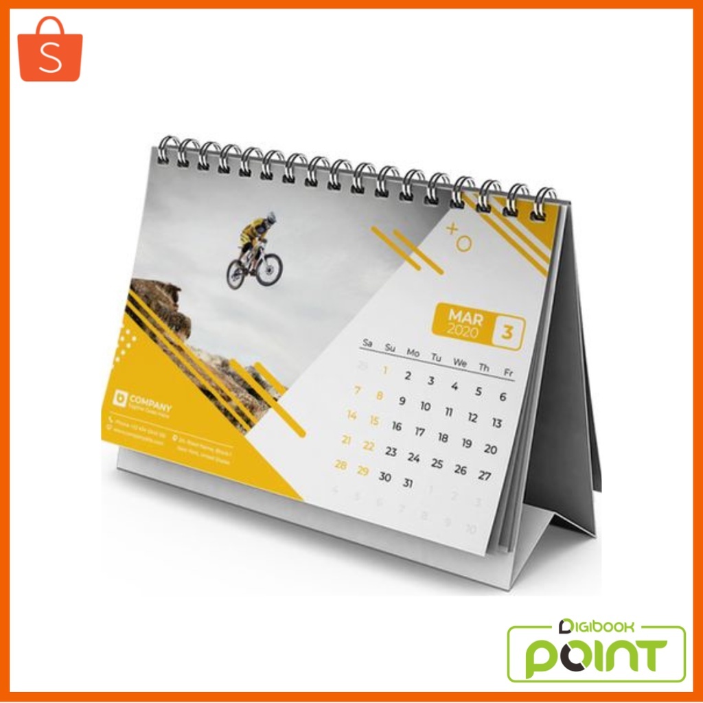 

Kalender Meja Tahun 2025 Custom - Penyangga Duplex - 6 Lembar Cetak 1 Muka - Bahan AC 260