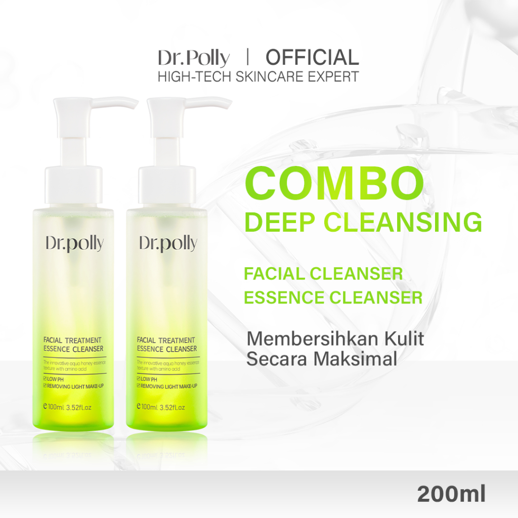 [BPOM] Dr.Polly Facial Treatment Essence Cleanser 100ml*2 Moisturize Barrier Repair eksfoliasi wajah