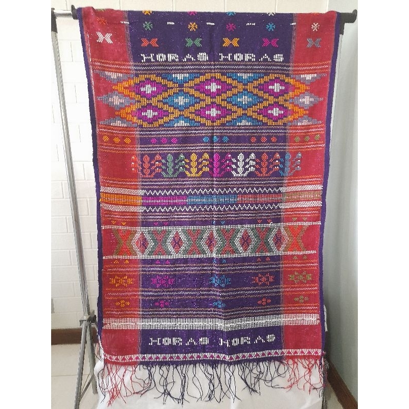 ULOS BATAK TENUN SADUM UNGU HIJAU MANIK-MANIK HORAS