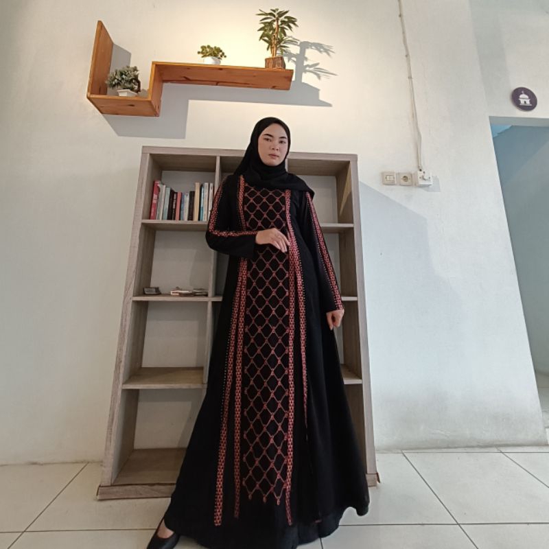 Abaya Turkey Gamis Abaya Bordir Dengan Paduan Payet Mewah