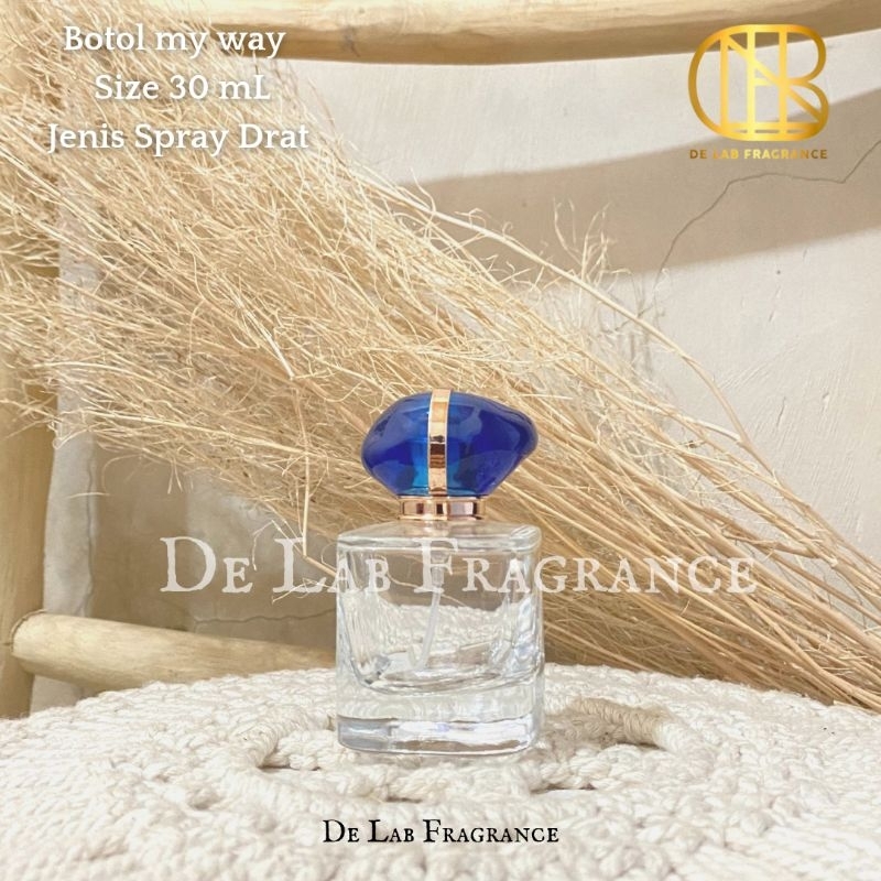 botol prdum 30 ml may way tutup biru list gold/botol parfum 30 ml mewah/botol parfum unik 30 ml/bott