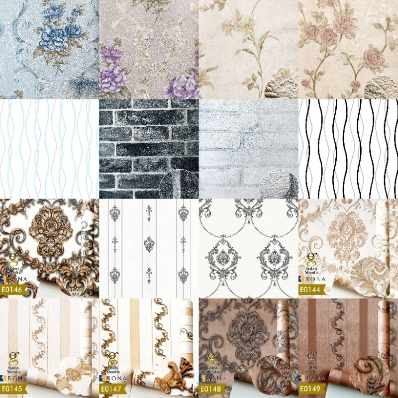 Wallpaper Dinding Vinyl Premium RONA Kode E