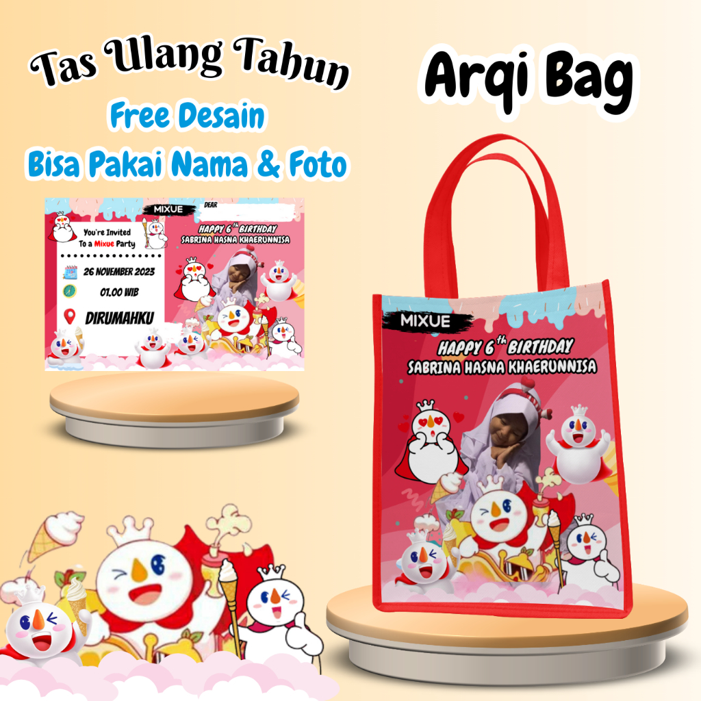 

40 Tas Free Undangan Ulang Tahun Anak Bisa Custom Goodiebag Murah Muat Box Kfc