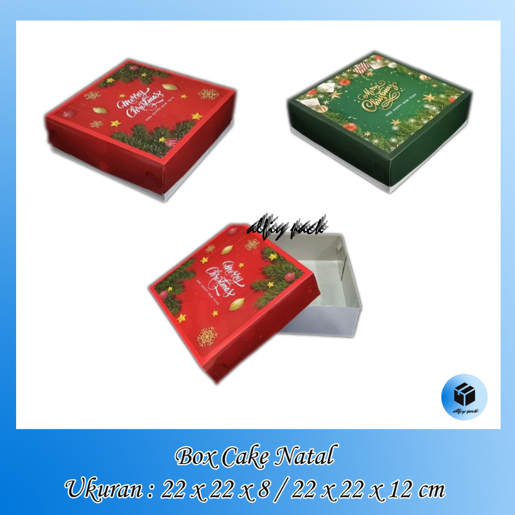 

1pack isi 5pcs BOX CAKE CHRISTMAS 22x22 KOTAK KUE LAPIS LEGIT NATAL DUS PACKAGING HAMPERS XMAS TEMPAT ROTI BOLU PUDING