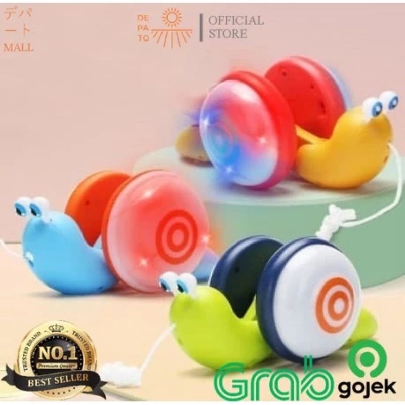 mainan siput tarik pull along snail toy full musik dan lampu kemasan kantong ber SNI mainan anak mainan koleksi keluarga