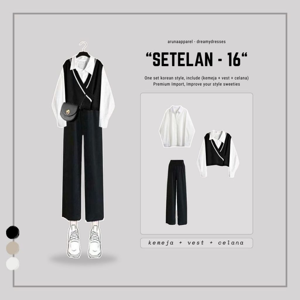 Set 16 - One set outfit korea/ korean style/ ulzzang style/ outfit wanita OOTD Study Tour Outfit Sek