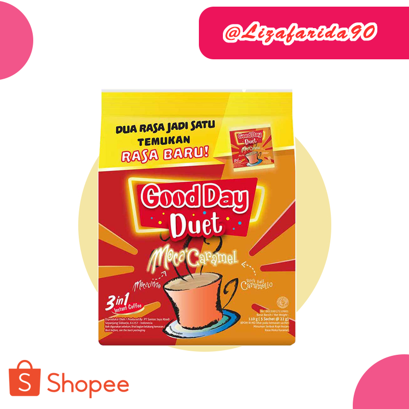 

KOPI 3 in 1 GOOD DAY DUET Moca'Caramel Isi 5 Sachet