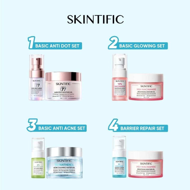 SKINTIFIC 2 SET | SKINTIFIC Paket Bundling Moisturizer+ Serum | Skintific Anti Darkspot Set, Brighte