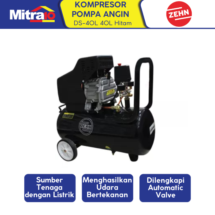 Zehn Kompresor Pompa Angin DS-40L 40 Liter Hitam