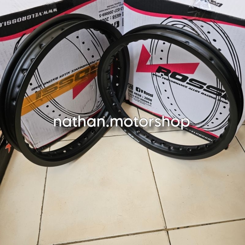 Velg Pelek Rossi Ring 14 Ukuran 140 160 Standar matic Sepasang Original Rossi SNI Hitam Doff