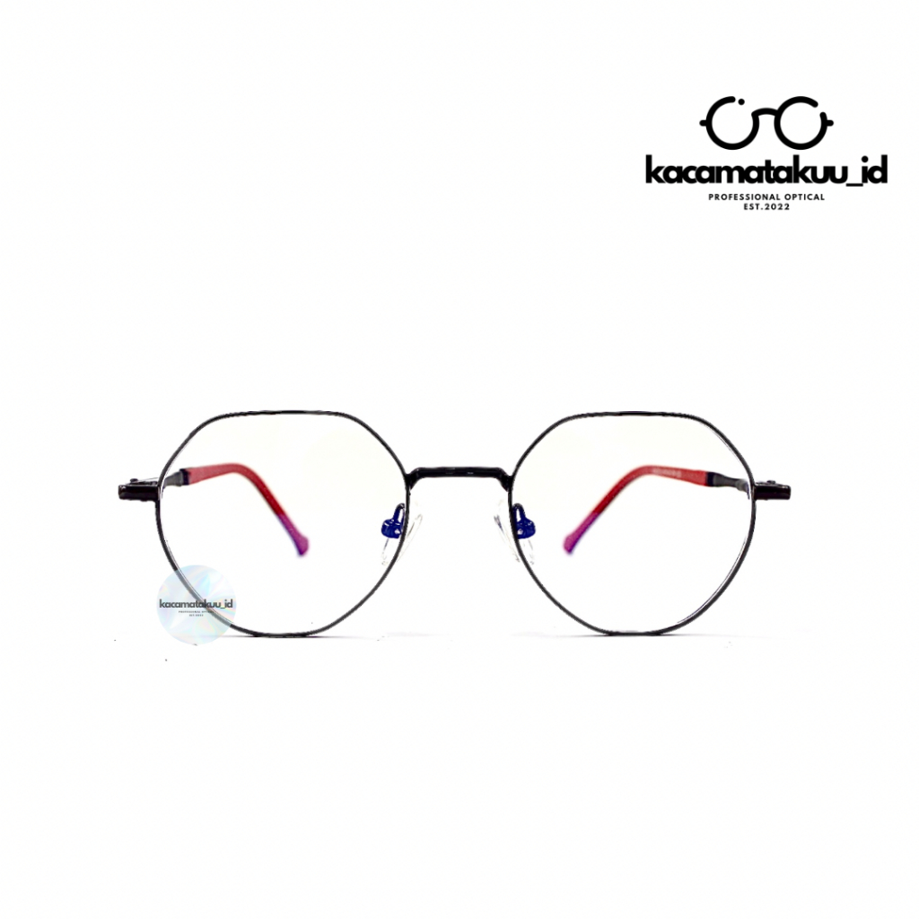 Kacamatakuu_id Kacamata Anak Laki Laki Perempuan Unisex Frame Besi Plastik Model Kotak Lensa Minus N