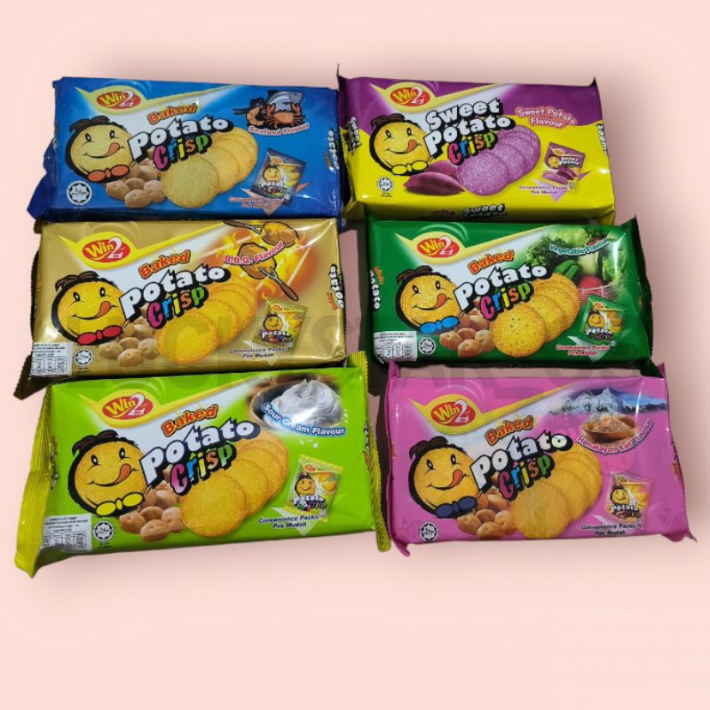 

READY STOCK WIN2 POTATO CRIPS BAKED POTATO CRISP 120GR BBQ SWEET POTATO SOUR CREAM HIMALAYA SALT