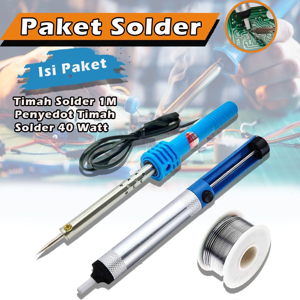 Paket Alat Solder - Solder Listrik 40Watt - Penyedot Timah Solder - Timah Solder