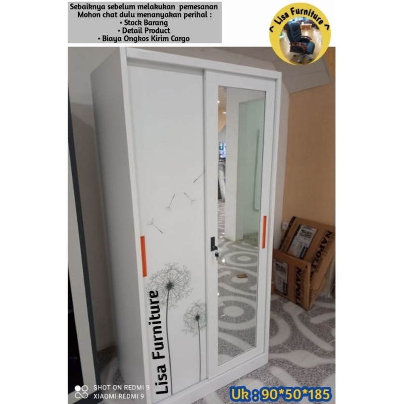 Lemari Besi Pakaian kaca|Lemari Besi Pakaian Sliding|Lemari besi pakaian 3 pintu|Lemari besi pakaian