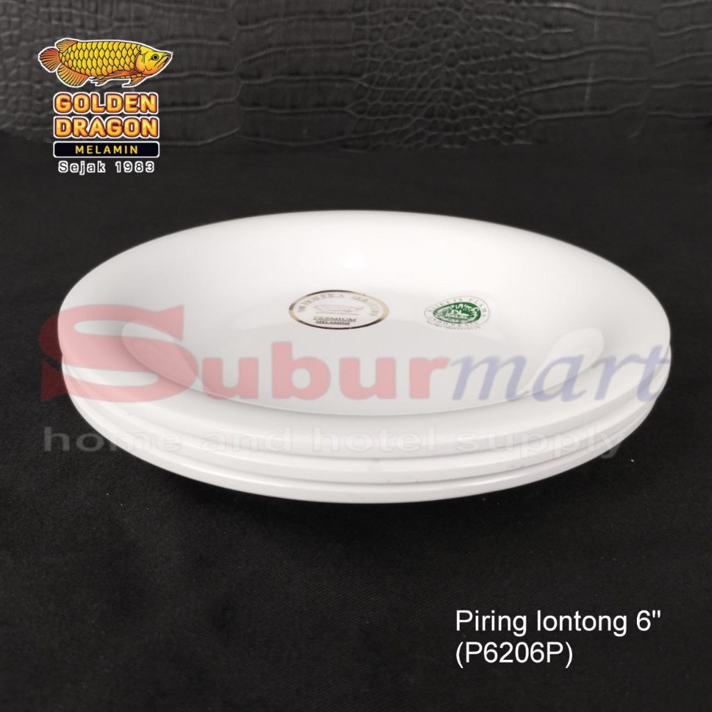 GOLDEN DRAGON MELAMINE Piring Lontong Putih 6 Inch Horeka P6206 Putih