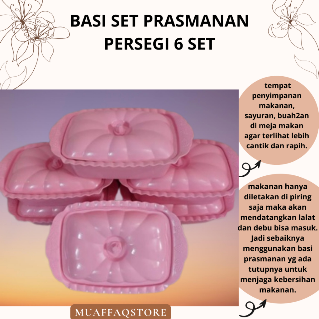 (6pcs)Prasmanan Set Basi Persegi
