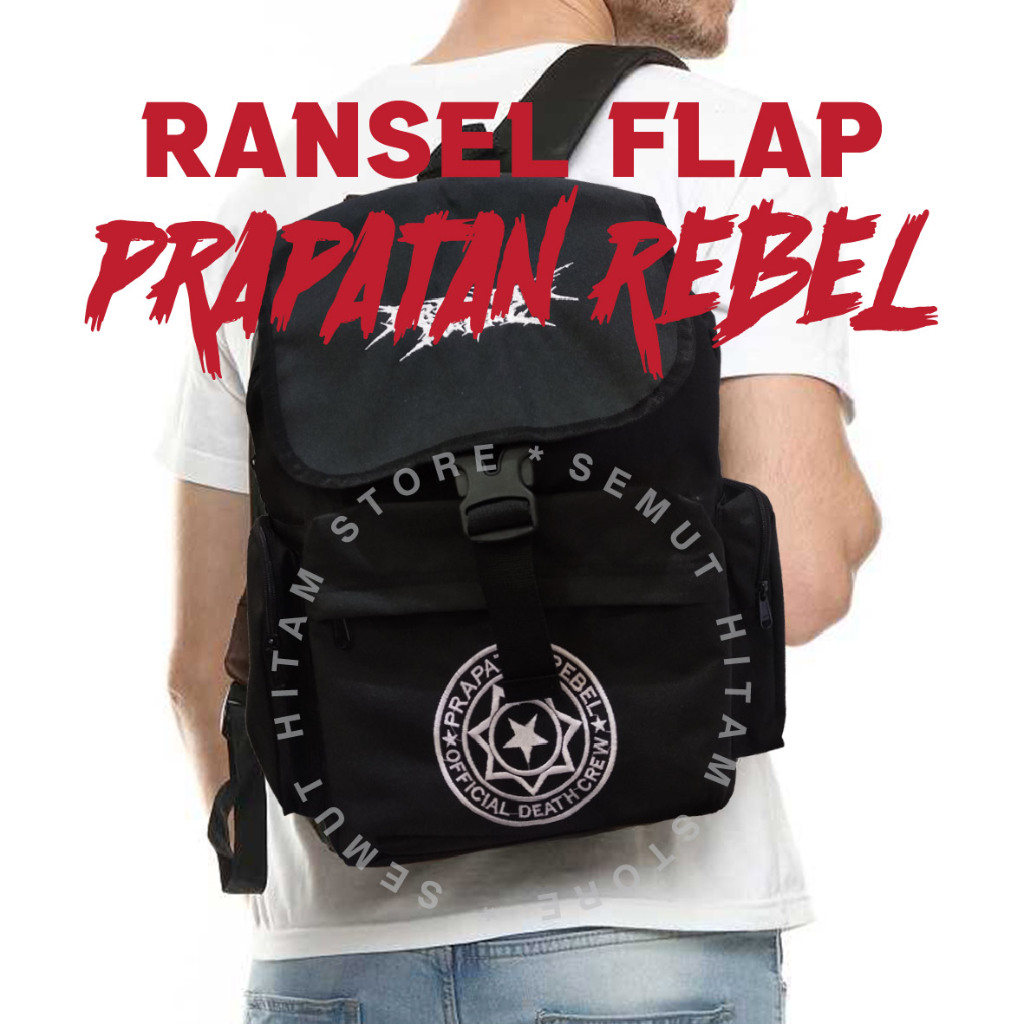 Tas Ransel Backpack Tas Punggung Kanvas Penutup Flap Gesper Band Musik Metal Punk Prapatan Rebel Prb