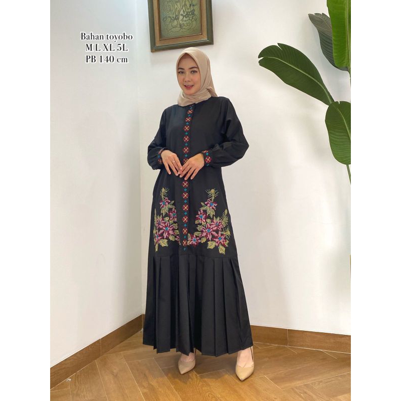 gamis katun toyobo bordir terbaru