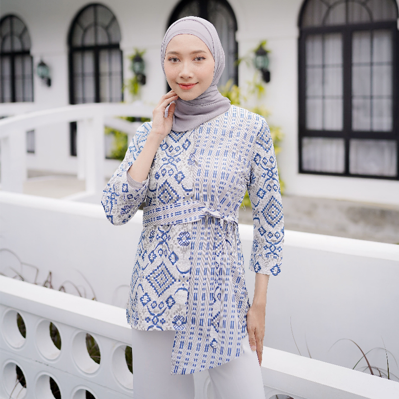 BRAWEE Baju Batik Wanita Modern Blouse Kerja Kantor