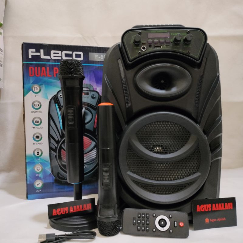 SPEAKER KARAOKE BLOETOOTH F 8166 8,5INCH BONUS 2 MIC WIRELESS X BASS // SPEAKER KARAOKE MIC WIRELESS