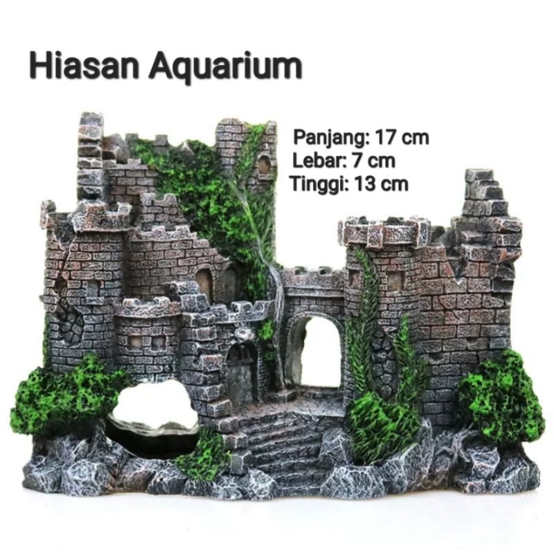 Hiasan Aquarium Kastil Puri Tua Akuarium Ornamen Aquascape Castle decoration Resin