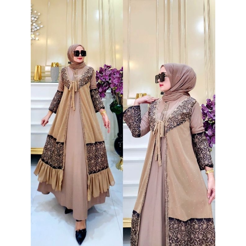 ALVI DRESS ABAYA HIKMAT KW PREMIUM JERSEY BORDIR CANTIK