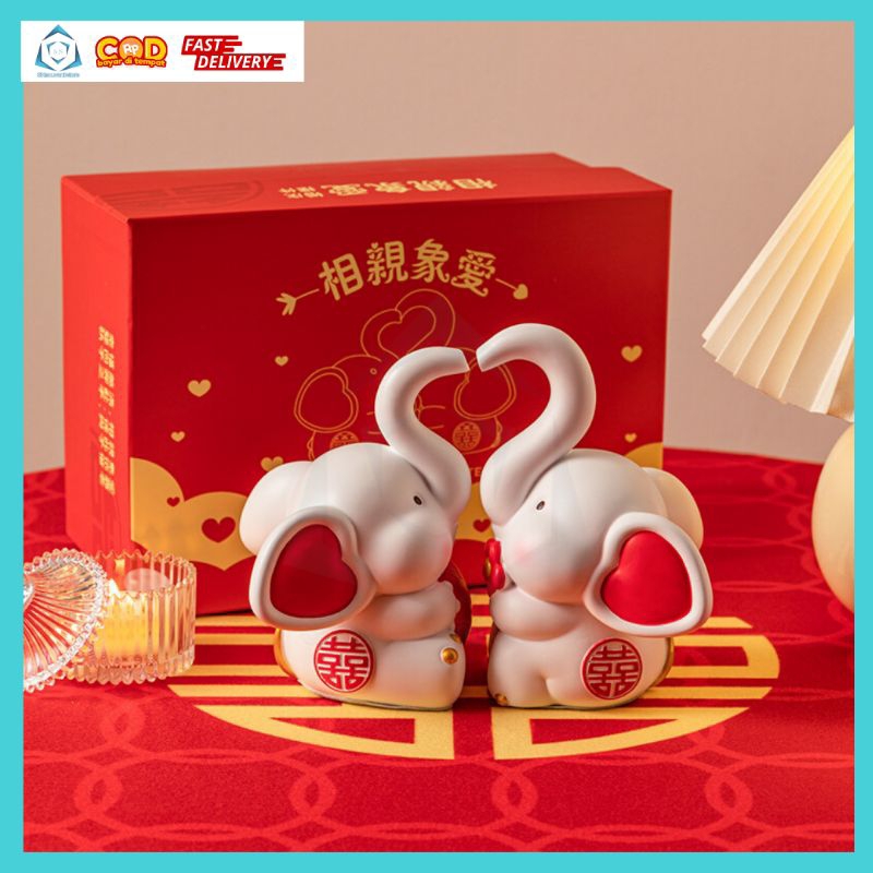 PAJANGAN GAJAH COUPLE / PAJANGAN WEDDING COUPLE / PATUNG COUPLE / HADIAH WEDDING HBD / DEKORASI KAMA