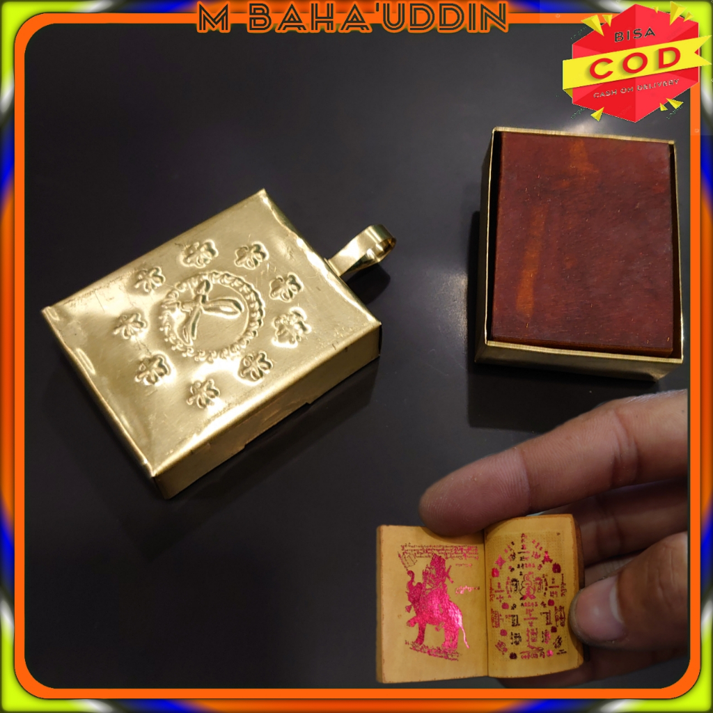 Andarun JAWA besar tinta merah wadah bandul kuningan