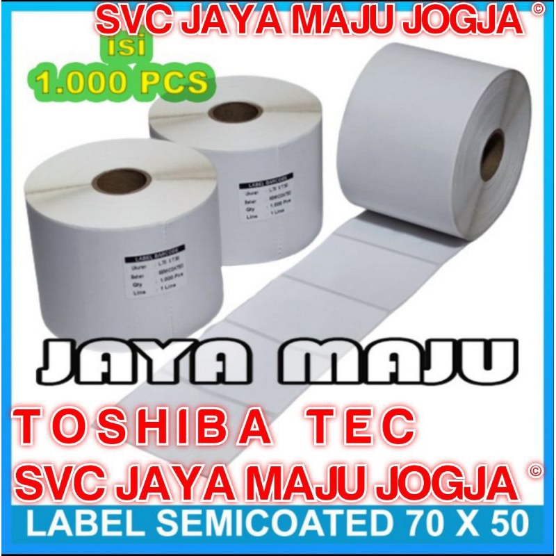 

[ TOSHIBA ] 70 X 50 - 1 LINE SEMICOATED - FACE IN - ISI 1.000 PCS || CORE 1" || LABEL BARCODE THERMAL TRANSFER PAKAI RIBBON - KERTAS STICKER E-TICKET FARMASI RESEP OBAT APOTEK || 70X50 - B-EV4T GS TS B-EV 4T BEV4T B EV4T B EV 4T - ISI 1000