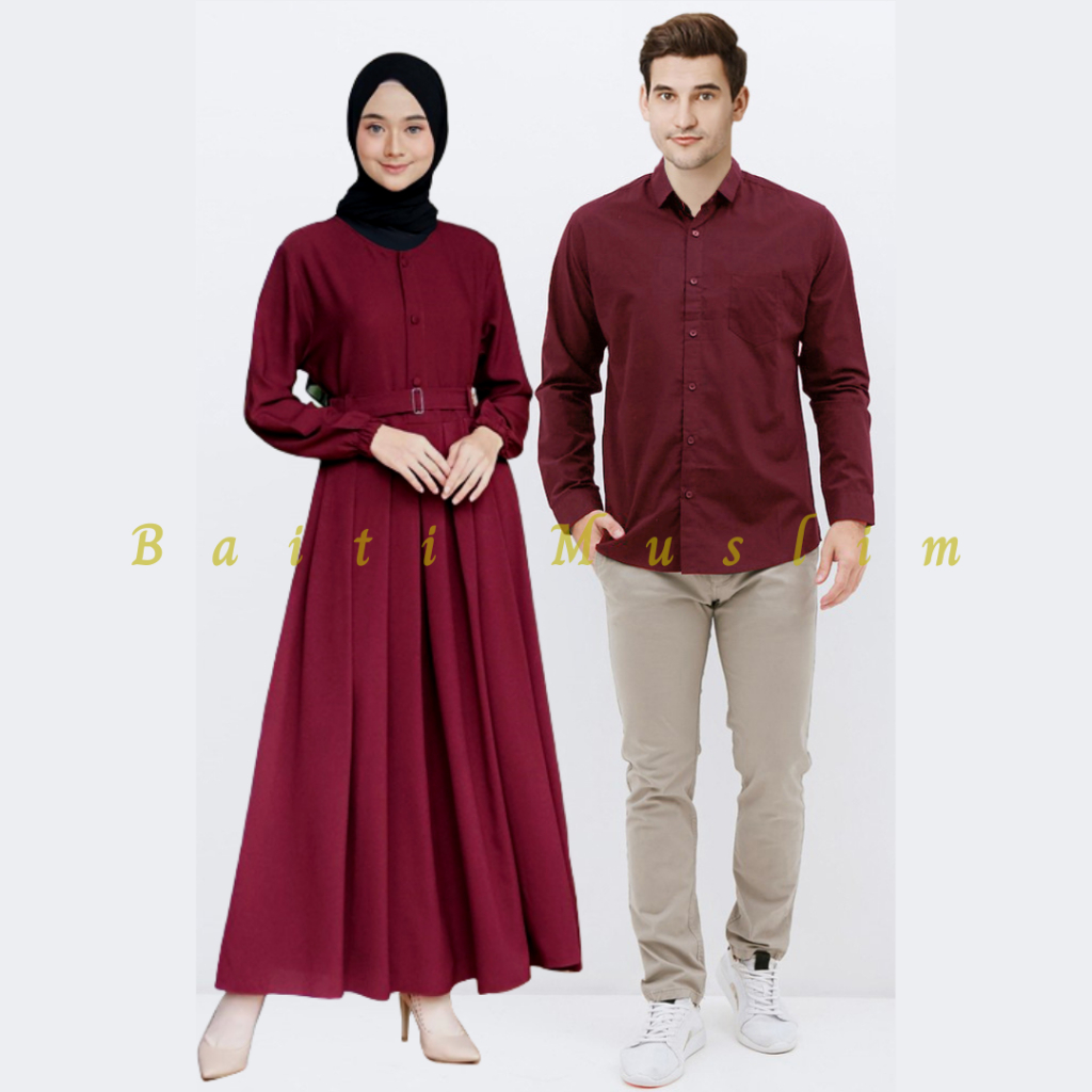 Baju Couple Pasangan Maroon Baju Lebaran Couple Gamis Couple Pasangan By Baiti Muslim