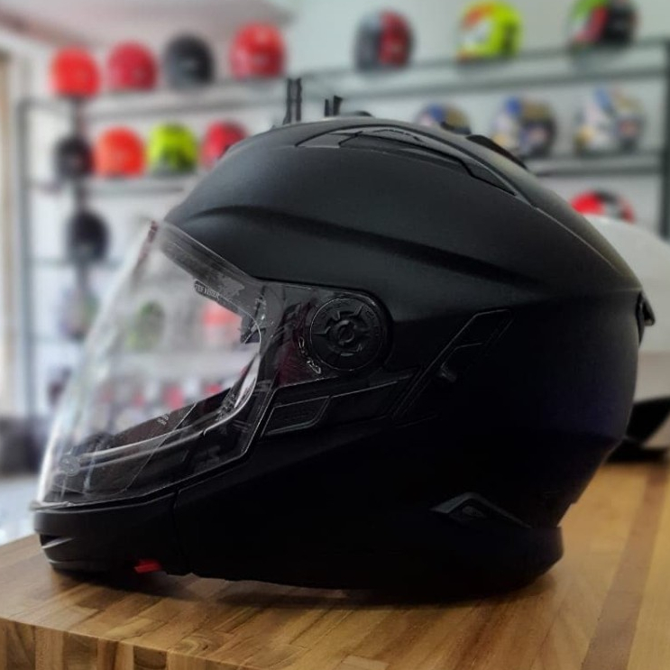 HELM ZEUS 613C MATT BLACK MODULAR DOUBLE VISOR MODULAR