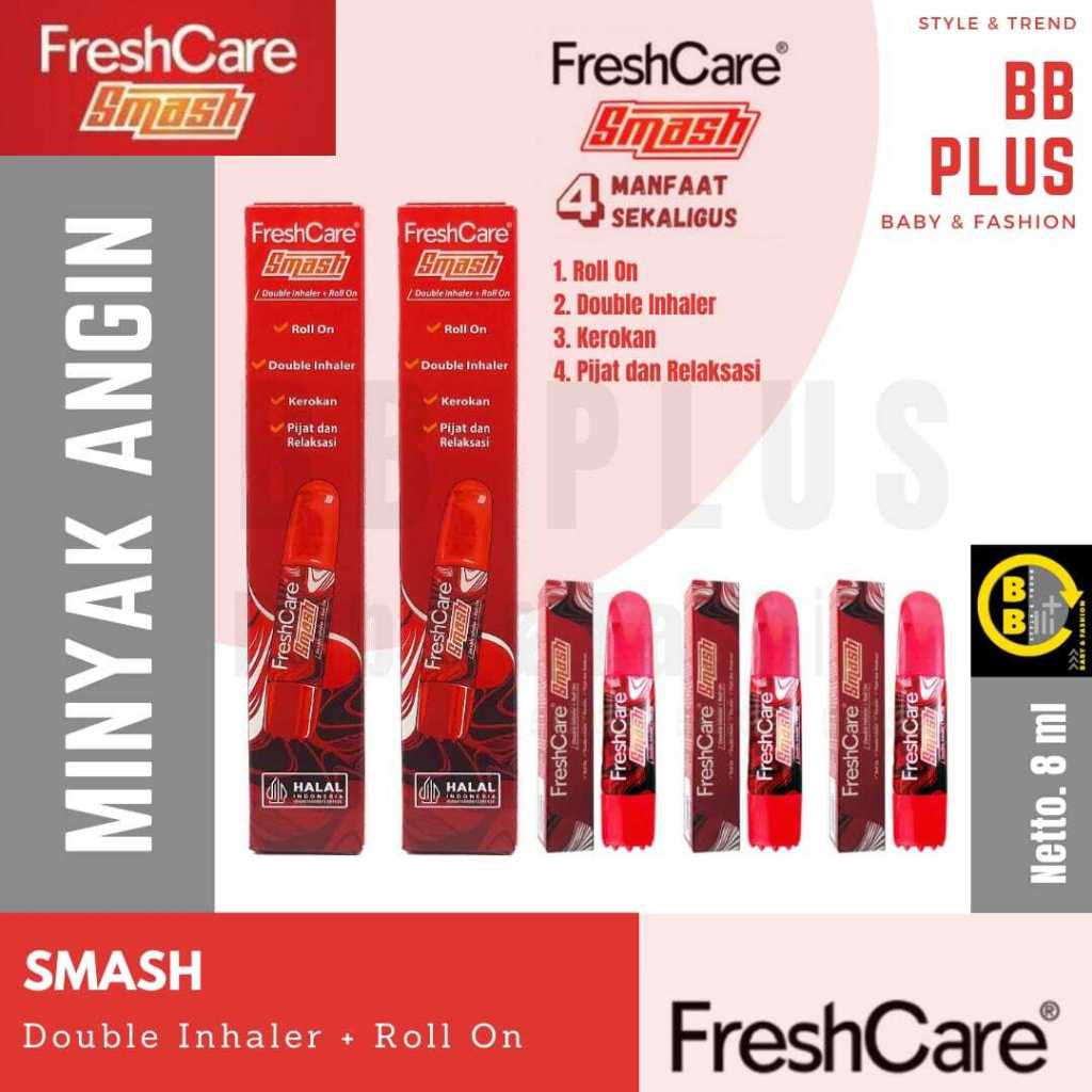 FRESHCARE SMASH 4 in 1 || Inhaler + Roll on + Tutup Kerok + Tutup Pijat