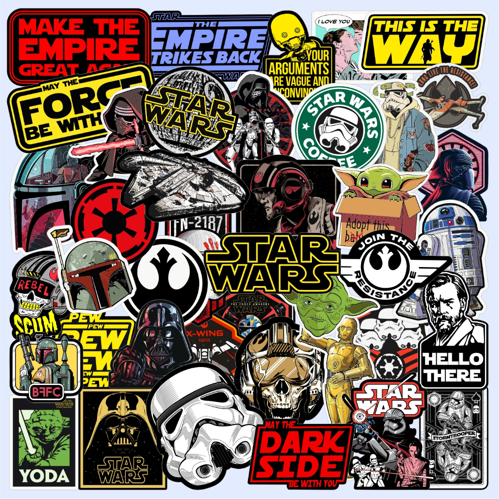 

55 Pcs Stiker Pack Star Wars Vinyl Waterproof Anti Air untuk Sticker Helm Buku Journal Koper Motor Casing HP Laptop Tumbler