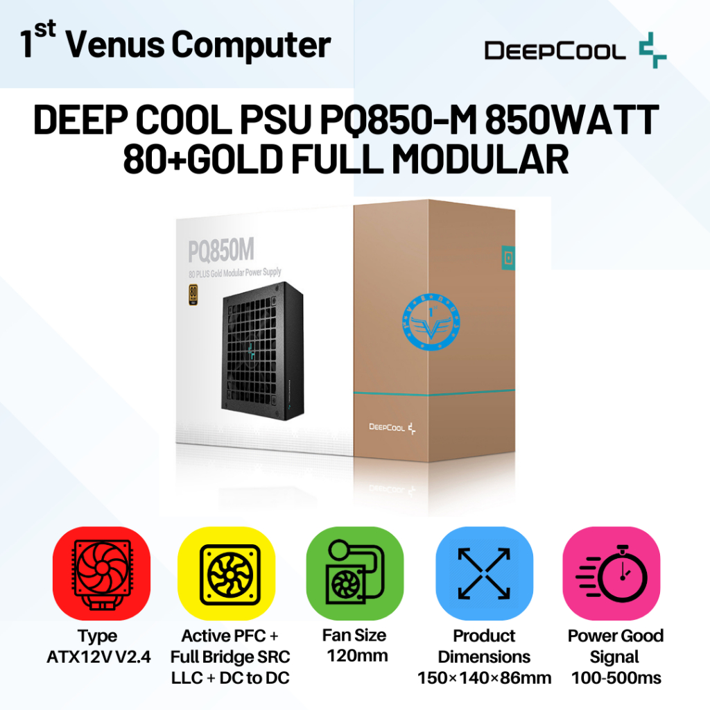 DEEP COOL PSU PQ850-M 850WATT 80+GOLD FULL MODULAR / PSU13-DEE