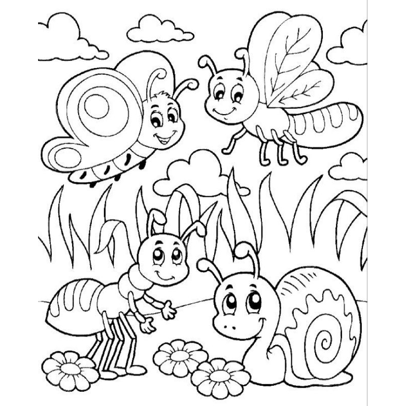 Sketsa Gambar Anak// sketsa gambar instan Gambar hewan, Kupu kupu, lumba lumba, ikan, kucing Siap di warnai