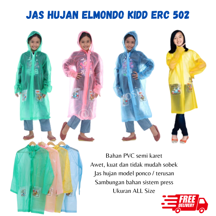 Jas Hujan Terusan Anak Jas Hujan Ponco Remaja Elmondo KIDD ERC 502