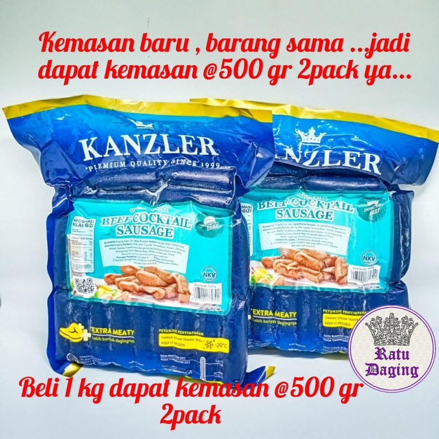 Sosis Beef Cocktail Kanzler 1kg / Sosis Sapi 1kg