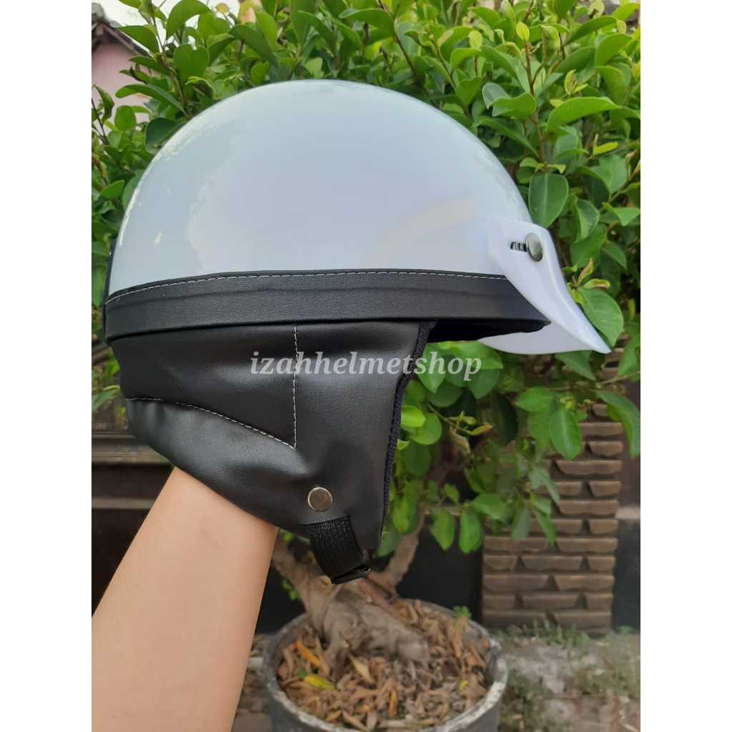 Helm chip putih polos-helm chip vintage-helm chip custom izahhelmet