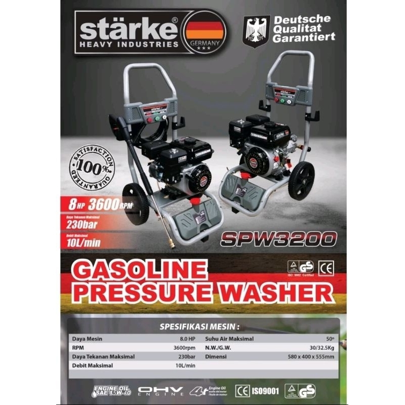 Jet Cleaner High Pressure Starke SPW 3200 Jet Cleaner Tekanan Tinggi Mesin Bensin