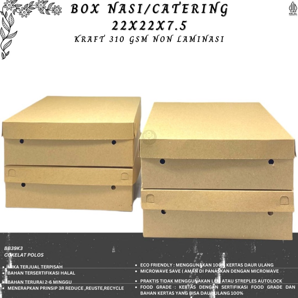 Box Nasi Kotak 22x22 Box Nasi 22x22 Dus Nasi (BB39K3-22X22X7.5 Cm)