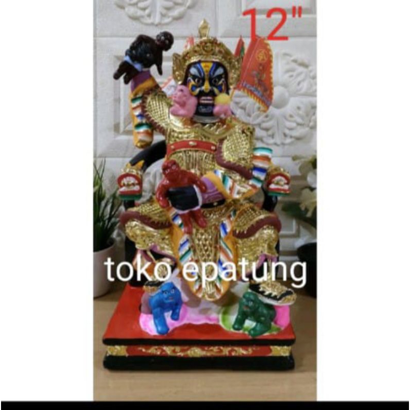 patung dewa 7 ong/ cit ong ya- 5hantu- kayu - 12inch- mt-(s)