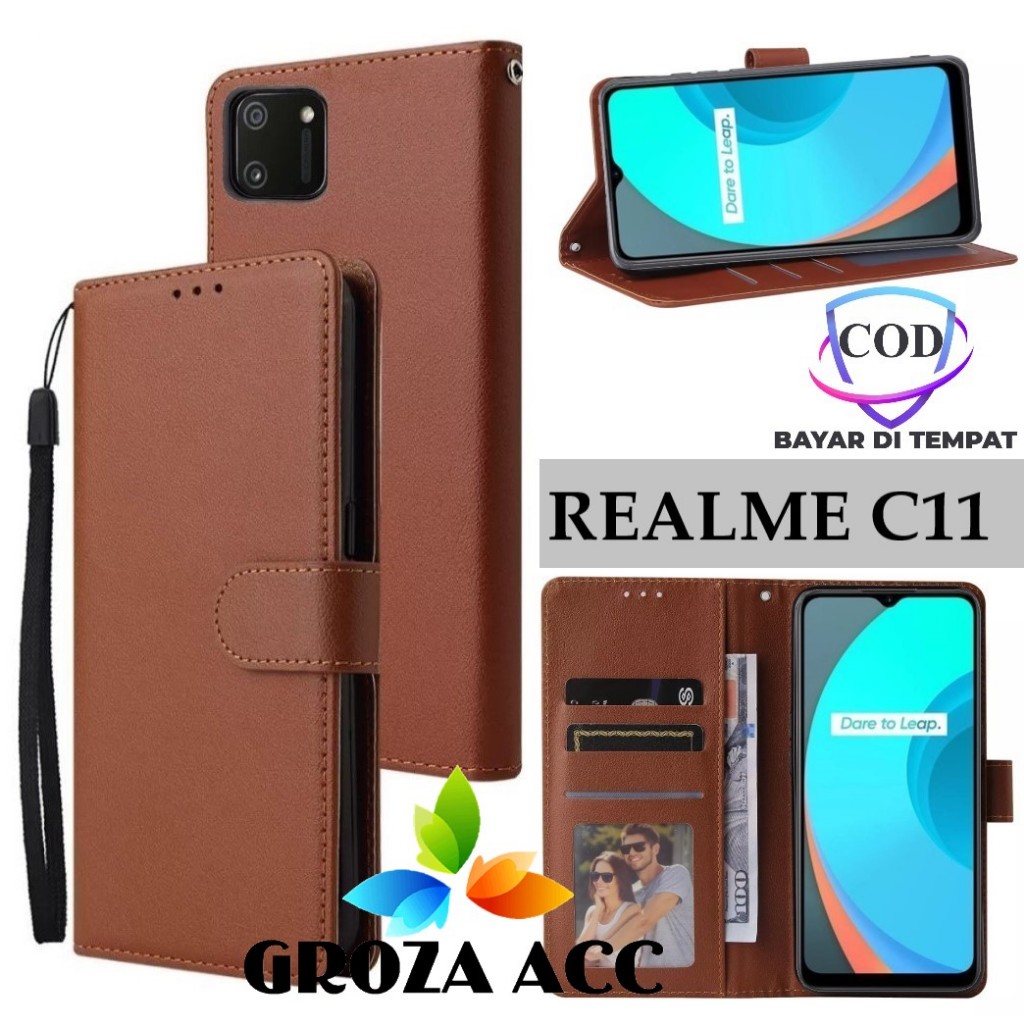 Flip Case REALME C11 Case Wallet Kulit Casing Dompet Case Wallet Leather Flip Case REALME C11 Casing
