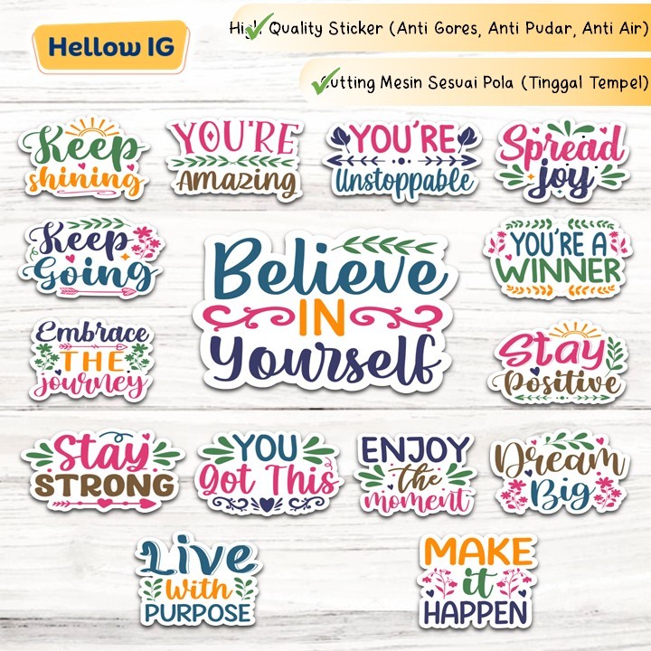 

STICKER PACK | QUOTE MOTIVASI | AESTHETIC KATA KATA KEREN | STIKER BOTOL HELM HP KOPER LAPTOP | PREMIUM WATERPROOF
