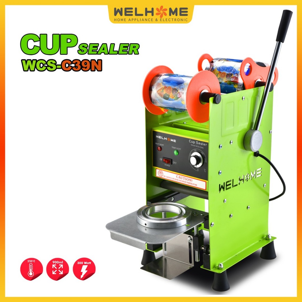 WELHOME Mesin Cup Sealer 8-26 Oz Original Mesin Press Cup Sealing Machine WCS C 39N