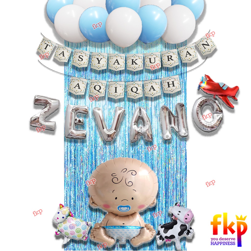 FUN KIDS PARTY Paket Simple Tasyakuran Aqiqah/Dekorasi Lucu Tema Aqiqah/Balon Dekorasi Aqiqah