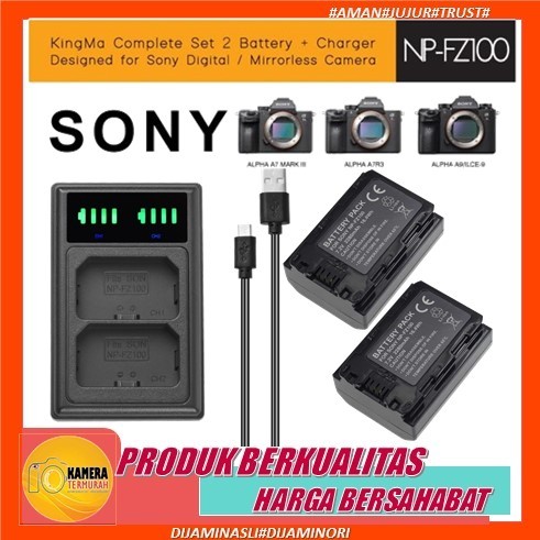 Paket Complete Baterai Charger Set NP-FZ100 Sony Alpha NPFZ100 A7Riii A7iii A9 A9A7M3 ILCE-9