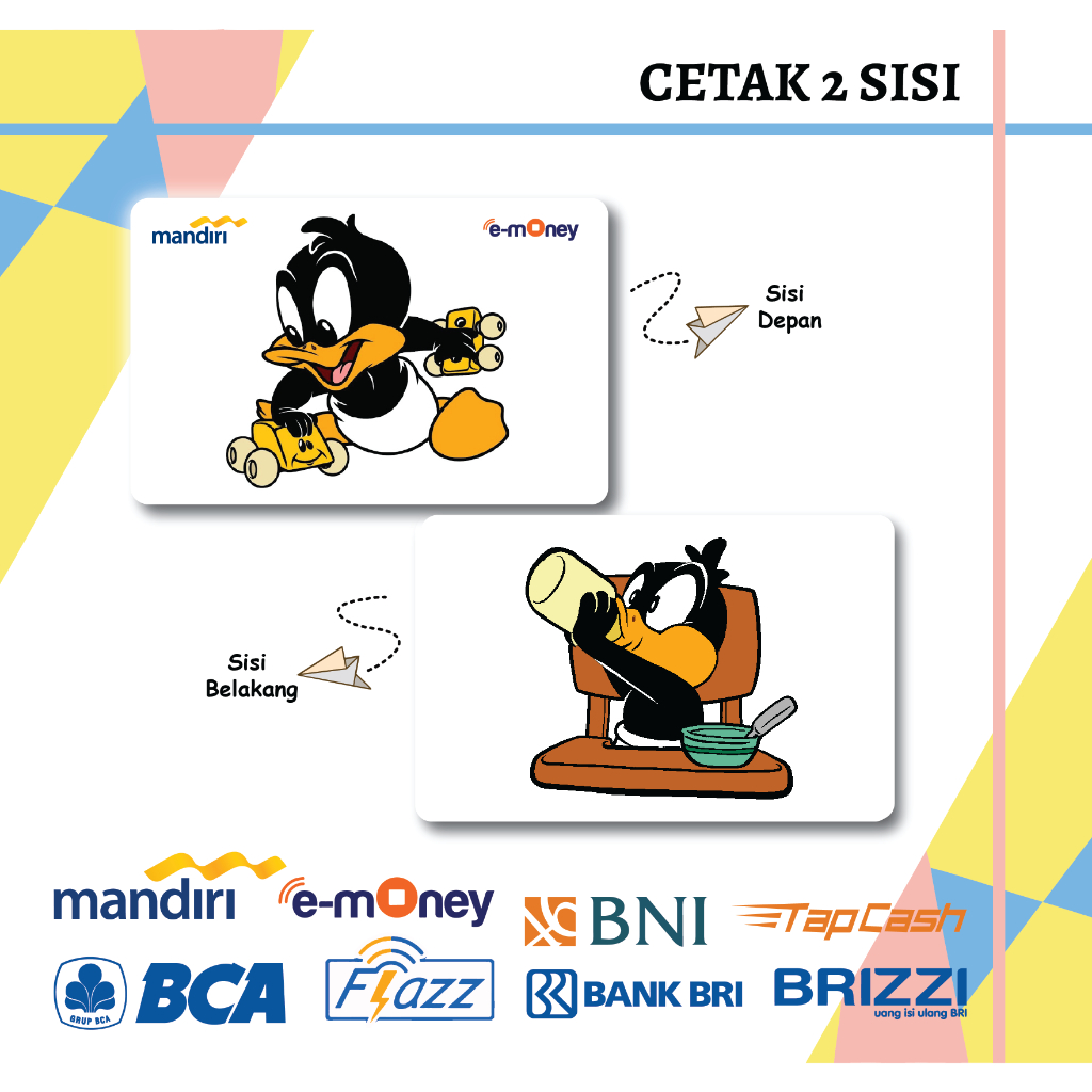 KARTU E MONEY ETOLL ANIME DAFFY DUCK LOONEY TUNES MANDIRI FLAZZ BCA BNI TAPCASH BRIZZI BRI - 2 SISI