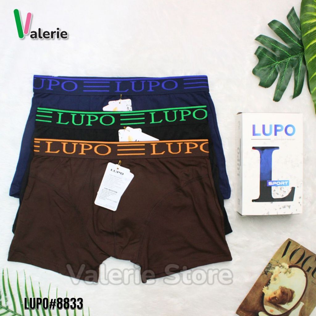 CELANA DALAM BOXER PRIA LUPO 8833 PREMIUM KATUN CD LAKI LAKI