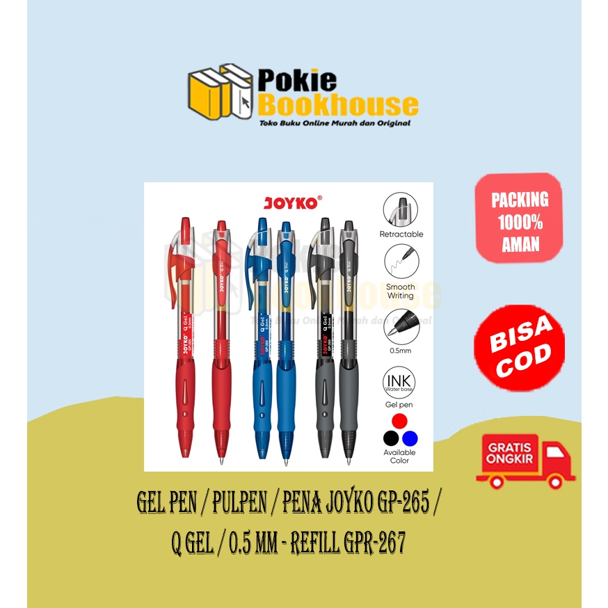 

Best Seller Gel Pen / Pulpen / Pena Joyko GP-265 / Q Gel / 0.5 mm - Refill GPR-267 - Joyko