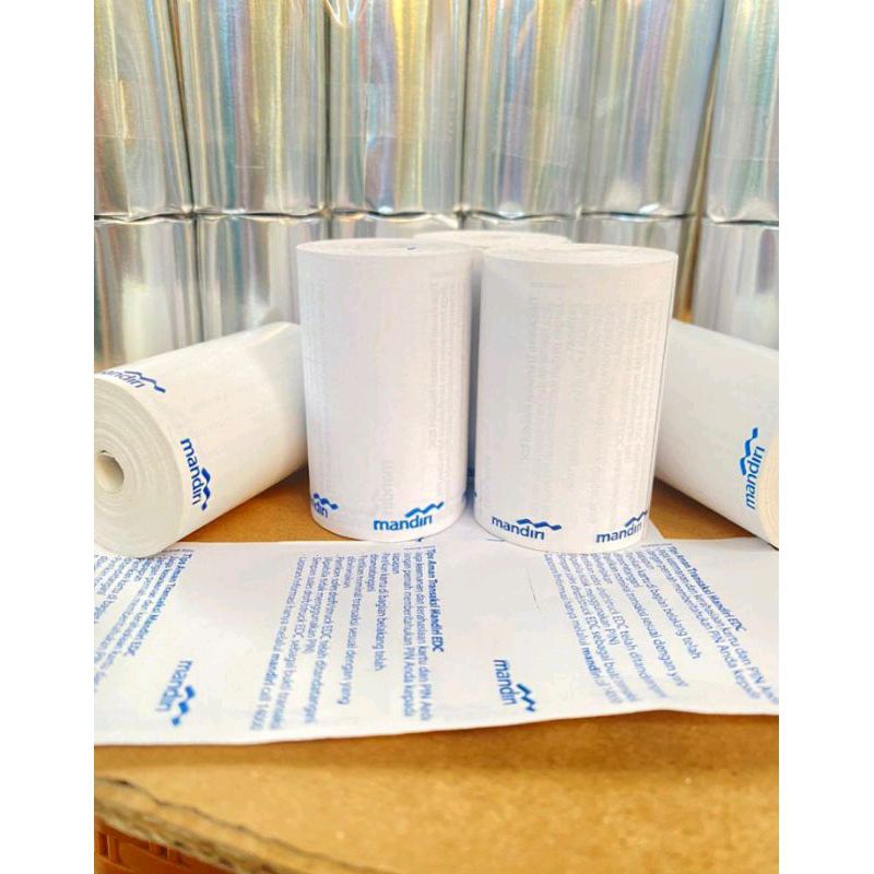 

kertas struk thermal logo mandiri 58x40mm paket 10roll